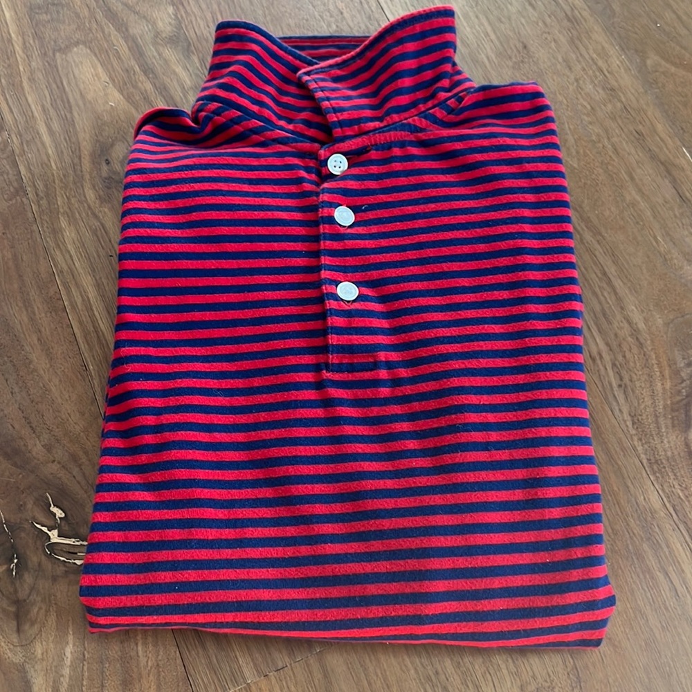 Oscar de La Renta Blue and Red Long-sleeve Polo 16y